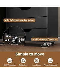 Sugift 7-Drawer Chest Wooden Storage Dresser with Lockable Wheels