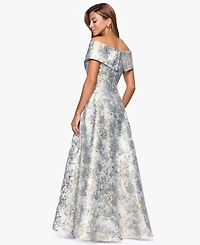 Xscape Women's Sweetheart-Neck Metallic-Jacquard Ball Gown