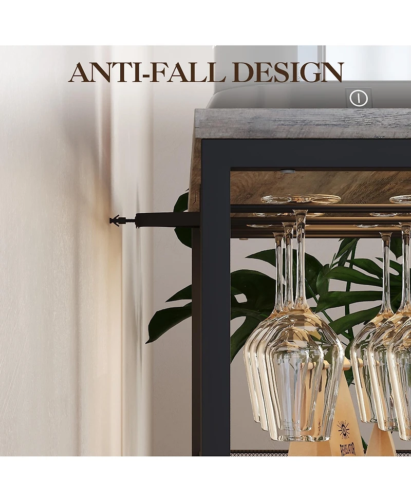 gaomon Wine Bar Rack Cabinet, Adjustable Shelves Coffee Bar Cabinet with Mesh Door and Baffle Design