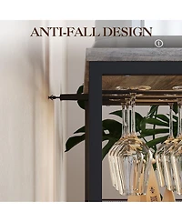 gaomon Wine Bar Rack Cabinet, Adjustable Shelves Coffee Bar Cabinet with Mesh Door and Baffle Design