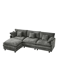 Boyel Living 101.9 Inch Chenille 3-Seater Sofa with Movable Ottoman, Modular Cloud Couch