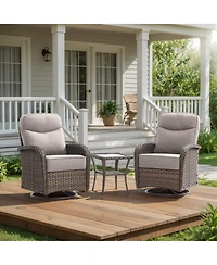 Gymojoy 3 Piece Wicker Outdoor Swivel Glider Patio Chair Set