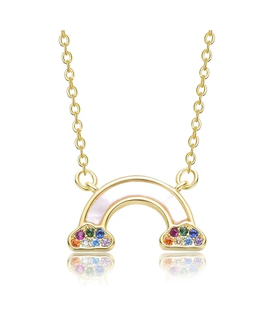 GiGiGirl Radiant 14K Gold Plated Mother Of Pearl & Rainbow Cz Necklace