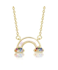 GiGiGirl Radiant 14K Gold Plated Mother Of Pearl & Rainbow Cz Necklace