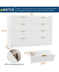 gaomon 8 Drawer Fluted Dresser for Bedroom with Metal Handle, Fluted Wood Tv Stand, Modern Large Dresser for Closet, Living Room and Entryway