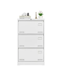 Rainsken 3 Drawer Lateral File Cabinet, Locking Metal File Cabinet, Wide Filing Organization Cabinet for Letter/Legal/F4/A4