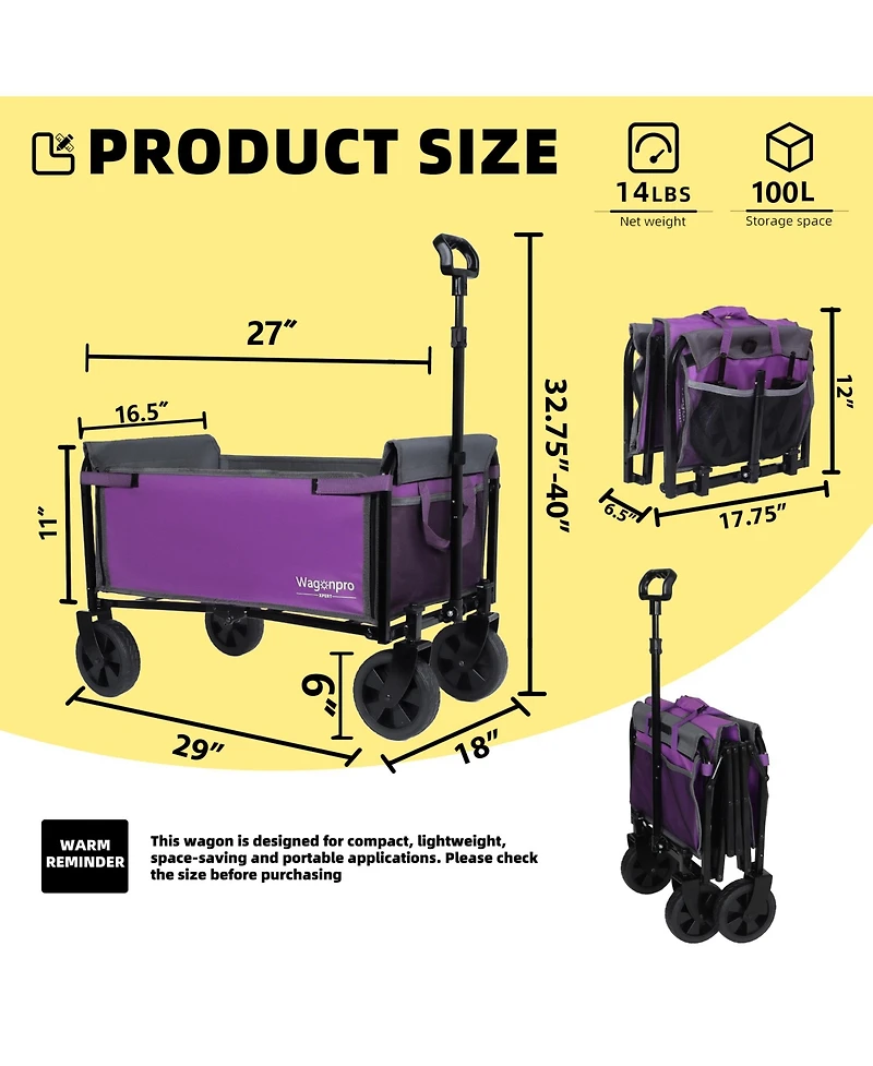 Rainsken Convertible Folding 4-Wheel Wagon Cart