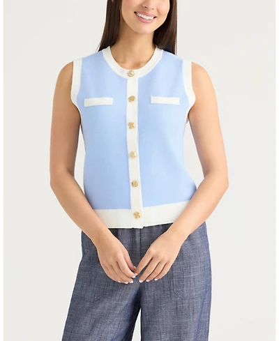 Ellen Tracy Women's Button Front Sweater Vest