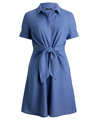 Lauren Ralph Plus Tie-Front Shirt Dress