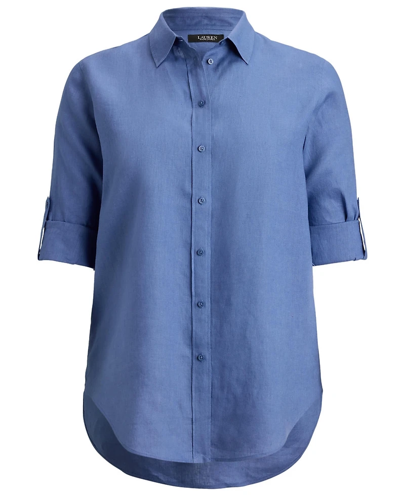 Lauren Ralph Plus Relaxed Fit Roll-Tab-Sleeve Shirt