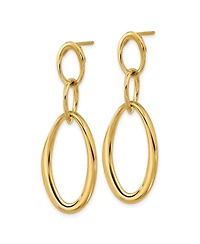 Curata Jewelry Solid 18k Gold Italian 47x16mm Elongated Oval Links Dangle Post Earrings 46.8x15.8mm Wide Dangle Earring