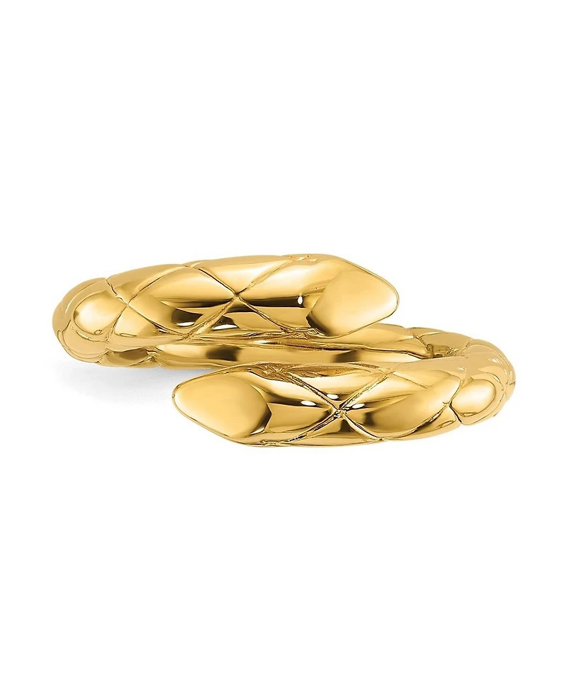 Solid 18k Yellow Gold Adjustable Textured Snake Ring