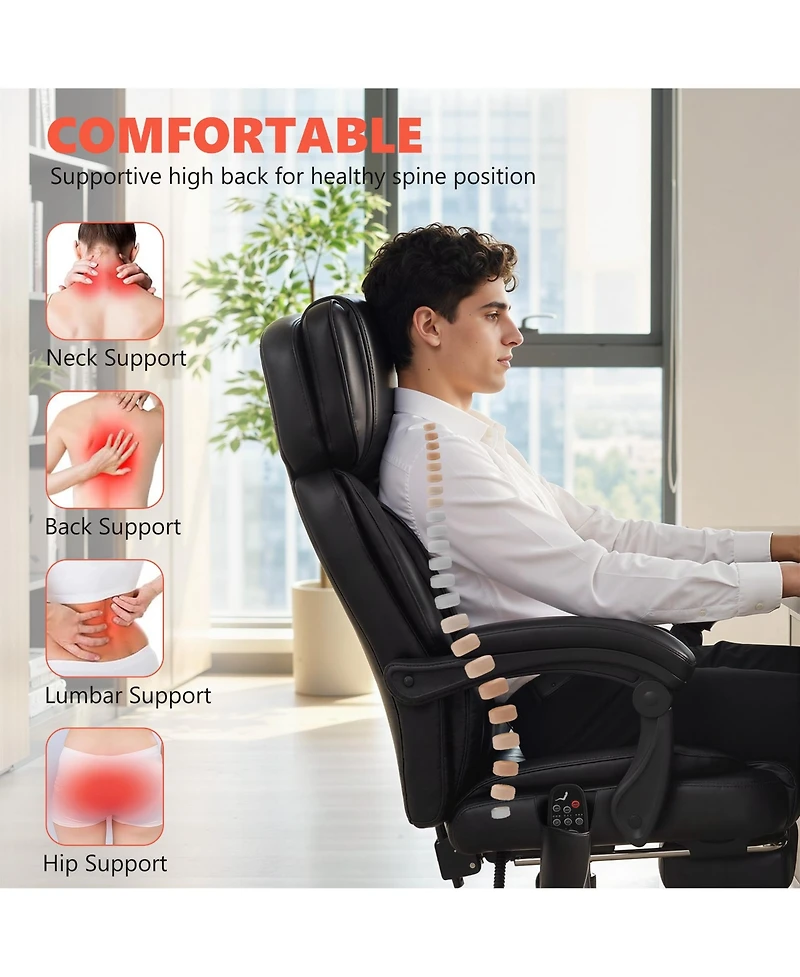 Homcom Massage Office Chair with Heat Reclining Function