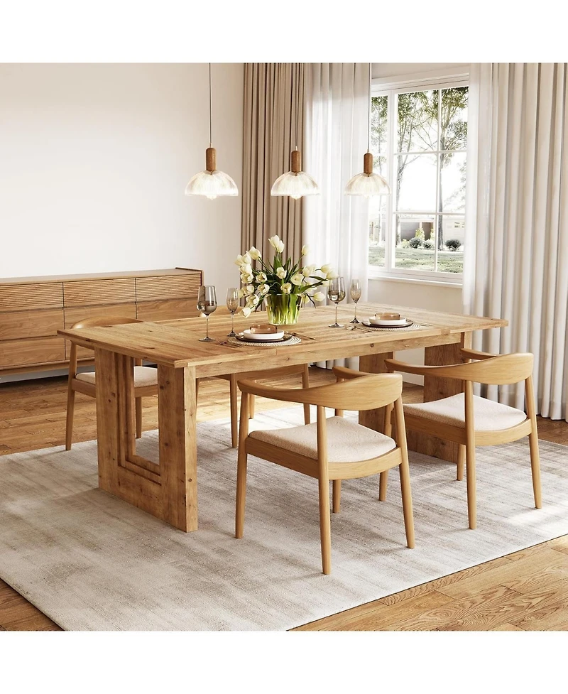 Tribesigns Solid Wood Dining Table for 6 People Rectangle Kitchen Table, Large Farmhouse Dinner Table for Dining Room, Living Room