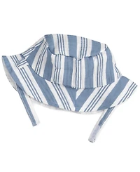 Baby Essentials Boys' Striped Gauze Sleeveless Romper and Hat, 2-Piece Set