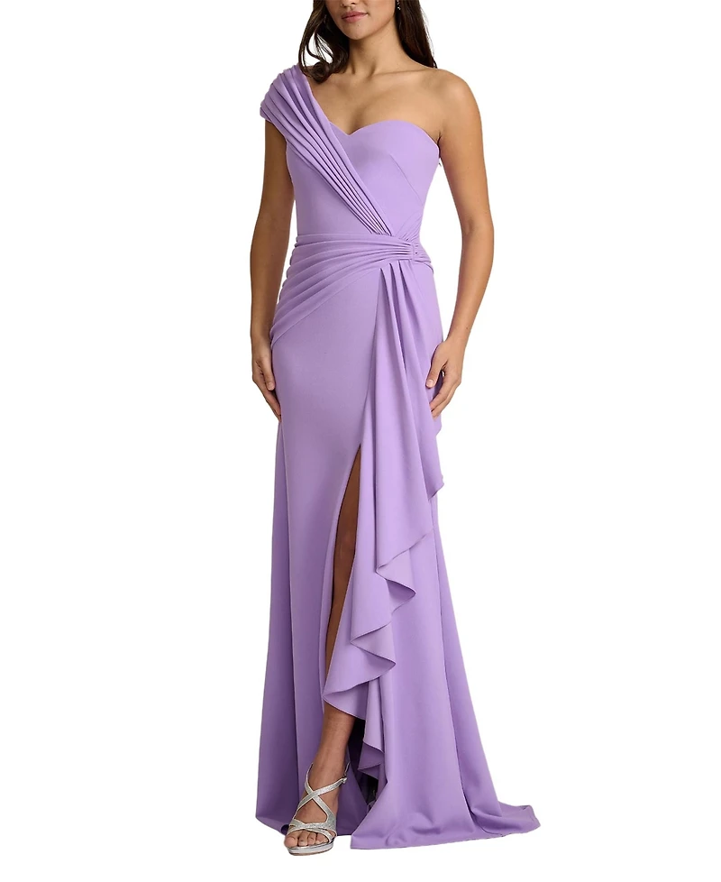 Tadashi Shoji Women's Lune Waterfall Sash Gown