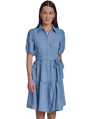 Calvin Klein Women's Puff-Sleeve Collared Shirtdress