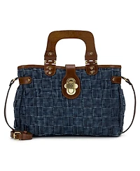 Patricia Nash Sancia Washed Woven Denim Large Satchel Bag