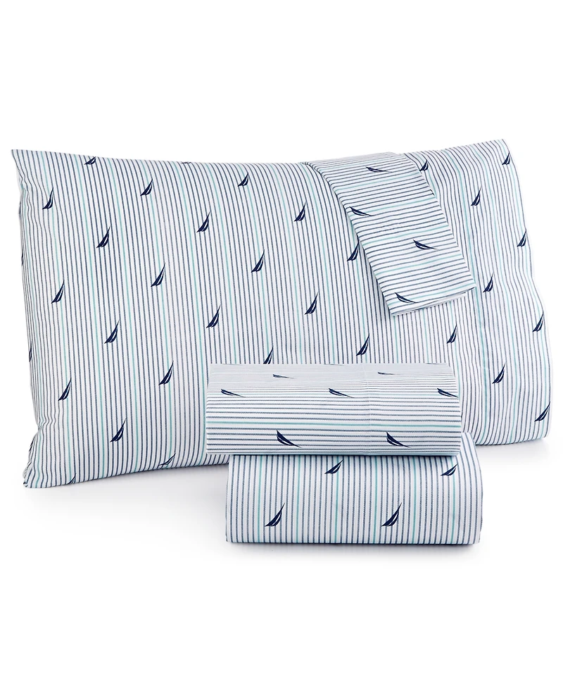 Nautica Audley Cotton Percale 3-Piece Sheet Set, Twin Xl