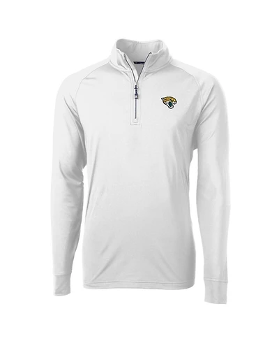 Cutter & Buck Men's White Jacksonville Jaguars Adapt Eco Knit Quarter-Zip Pullover Jacket