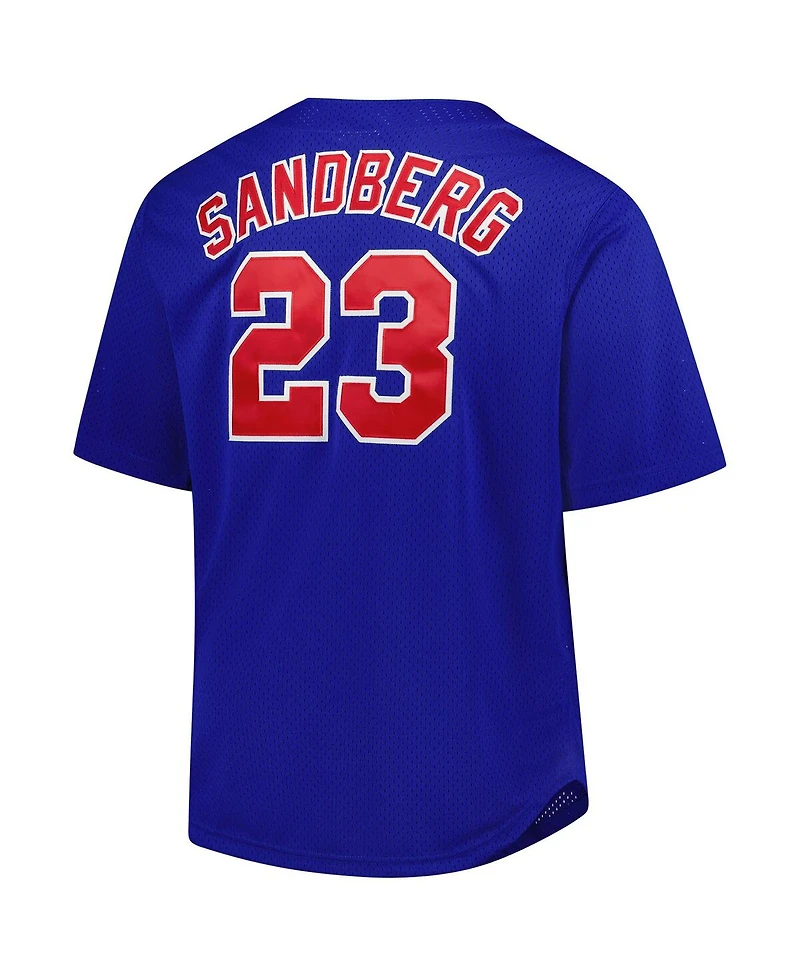 Mitchell & Ness Men's Ryne Sandberg Royal Chicago Cubs Big Tall Cooperstown Mesh Batting Practice Jersey