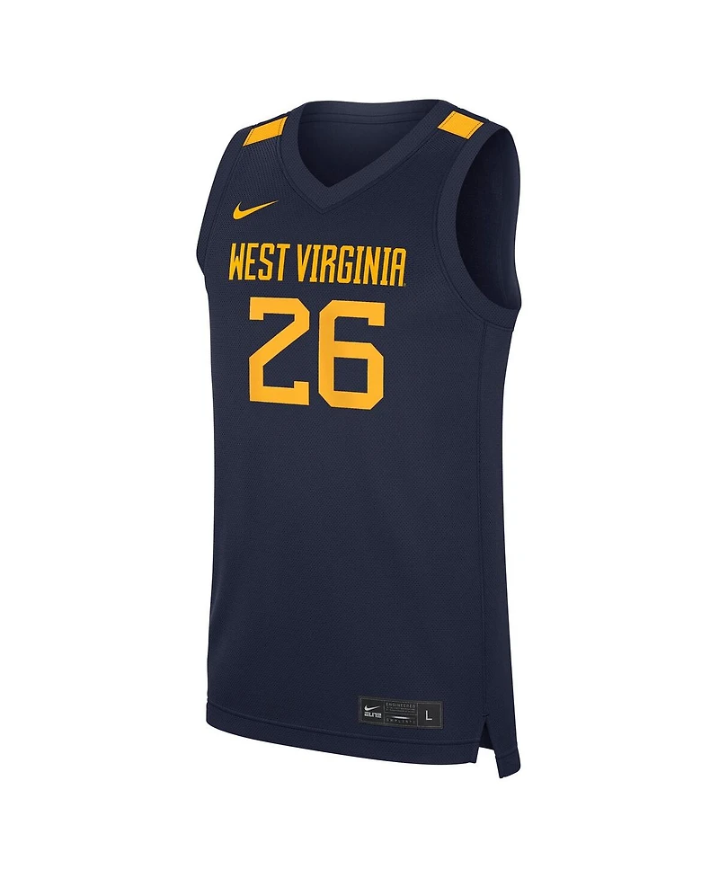 Nike Men's 26 Navy West Virginia Mountaineers Road Replica Basketball Jersey