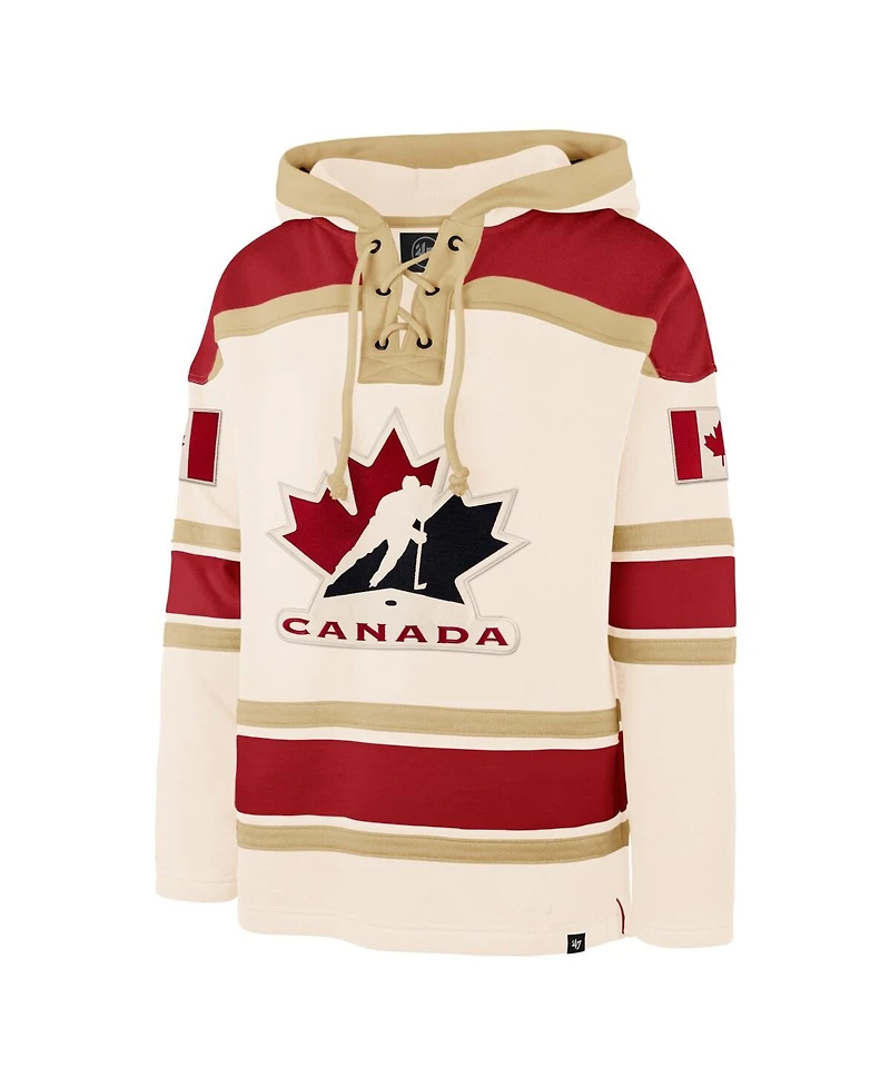 '47 Brand Men's Cream Hockey Canada Nilley Superior Lacer Hoodie