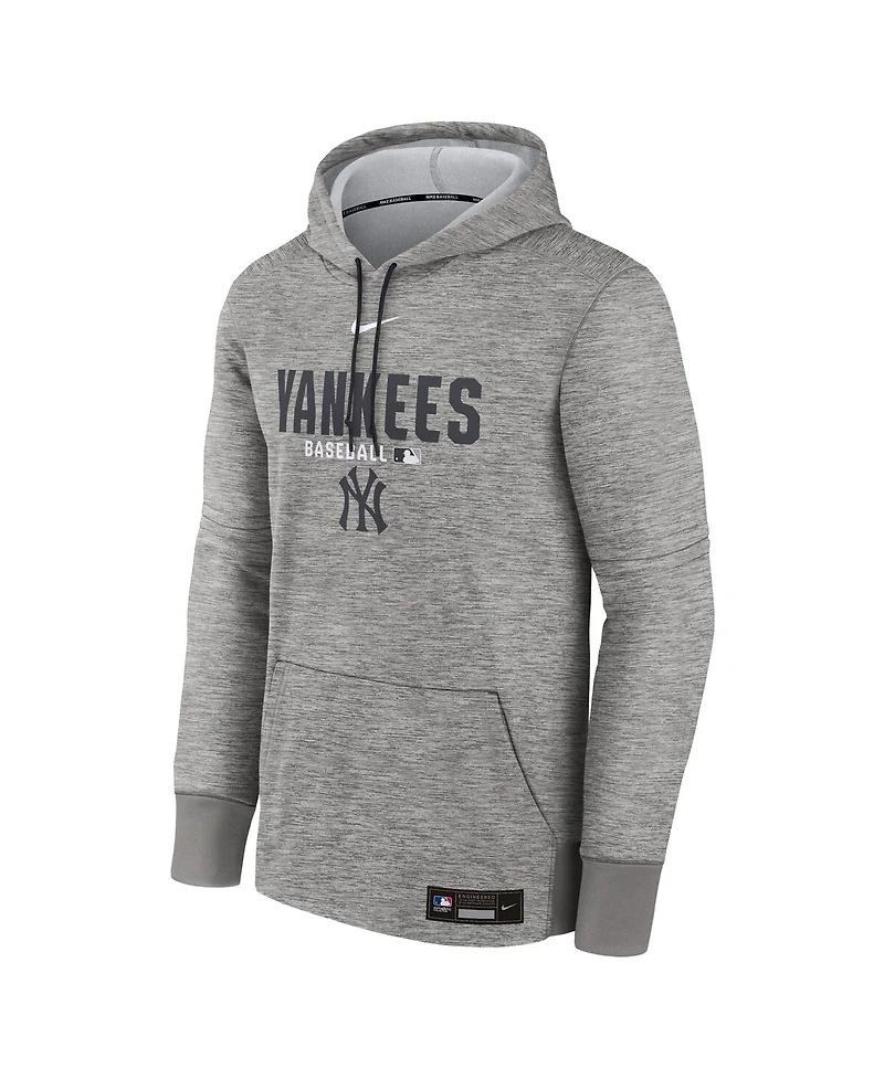 Nike Men's Heather Charcoal New York Yankees Authentic Collection Therma-fit Hoodie