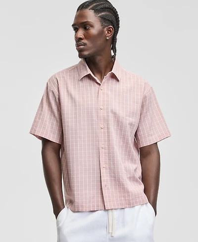 Sun + Stone Men's Relaxed Crop Nolan Plaid Shirt, Macy's Exclusive