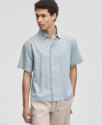 Sun + Stone Men's Relaxed Crop Nolan Plaid Shirt, Macy's Exclusive