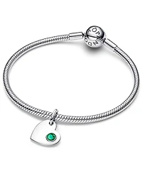 Pandora May Engravable Heart Green Stone Dangle Charm