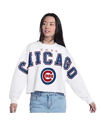 G-iii 4Her by Carl Banks Women's White Chicago Cubs Bleachers Cropped Pullover Sweatshirt