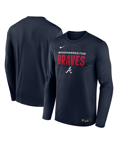 Nike Men's Navy Atlanta Braves Authentic Collection Legend Dri-fit Long Sleeve T-Shirt
