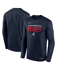 Nike Men's Navy Atlanta Braves Authentic Collection Legend Dri-fit Long Sleeve T-Shirt