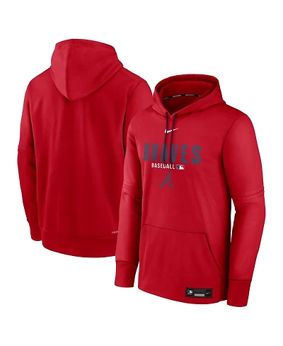 Nike Men's Red Atlanta Braves Authentic Collection Therma-fit Hoodie