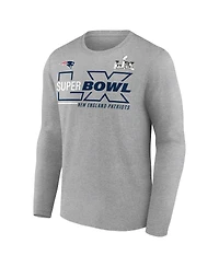 Fanatics Men's Heather Gray New England Patriots Super Bowl Lx Roster Long Sleeve T-Shirt