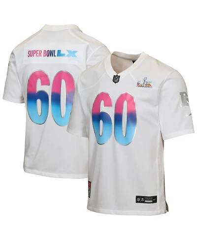 Nike Big Boys and Girls White Super Bowl Lx Game Jersey