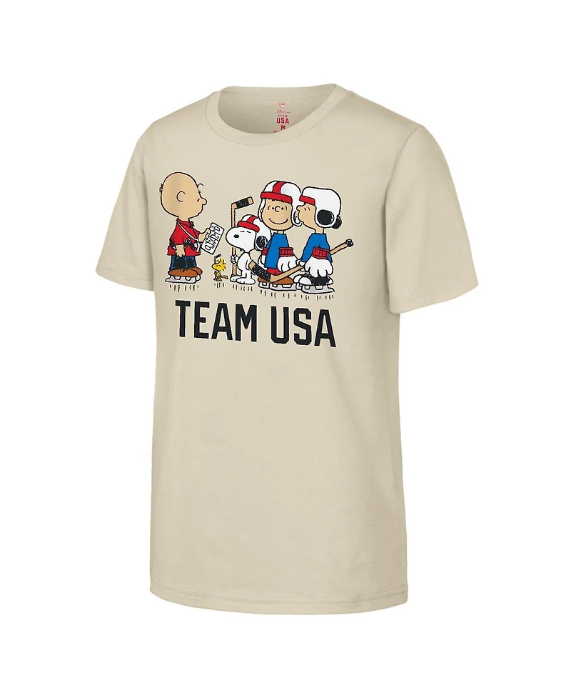 Outerstuff Big Boys and Girls Cream Team x Peanuts Hustle T-Shirt
