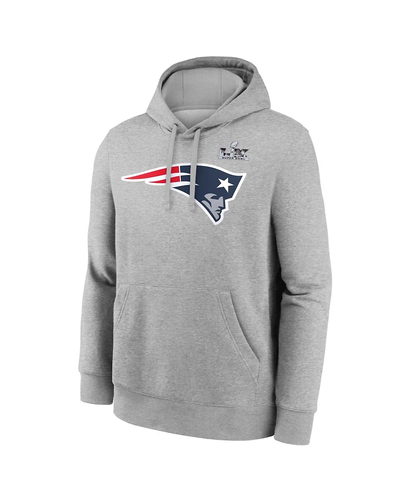 Nike Men's Drake Maye Heather Gray New England Patriots Super Bowl Lx Patch Name Number Hoodie