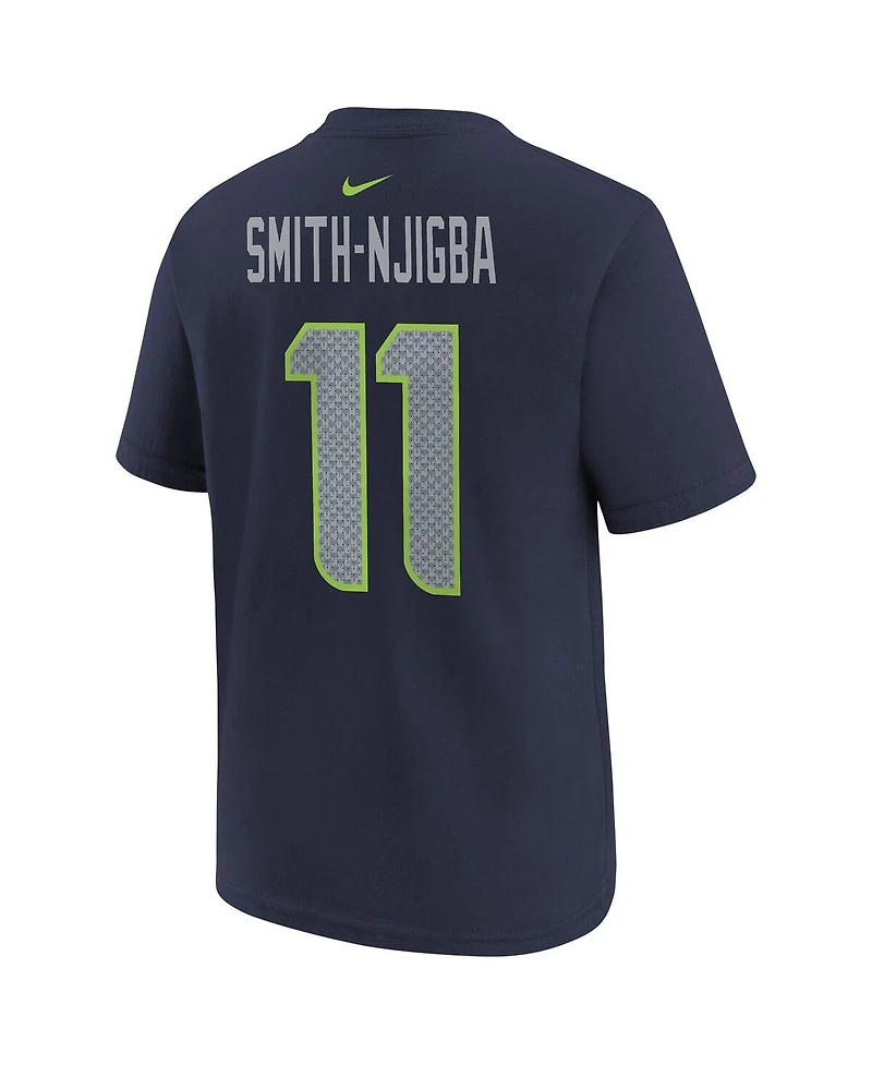 Nike Big Boys and Girls Jaxon Smith-Njigba College Navy Seattle Seahawks Super Bowl Lx Patch Name Number T-Shirt