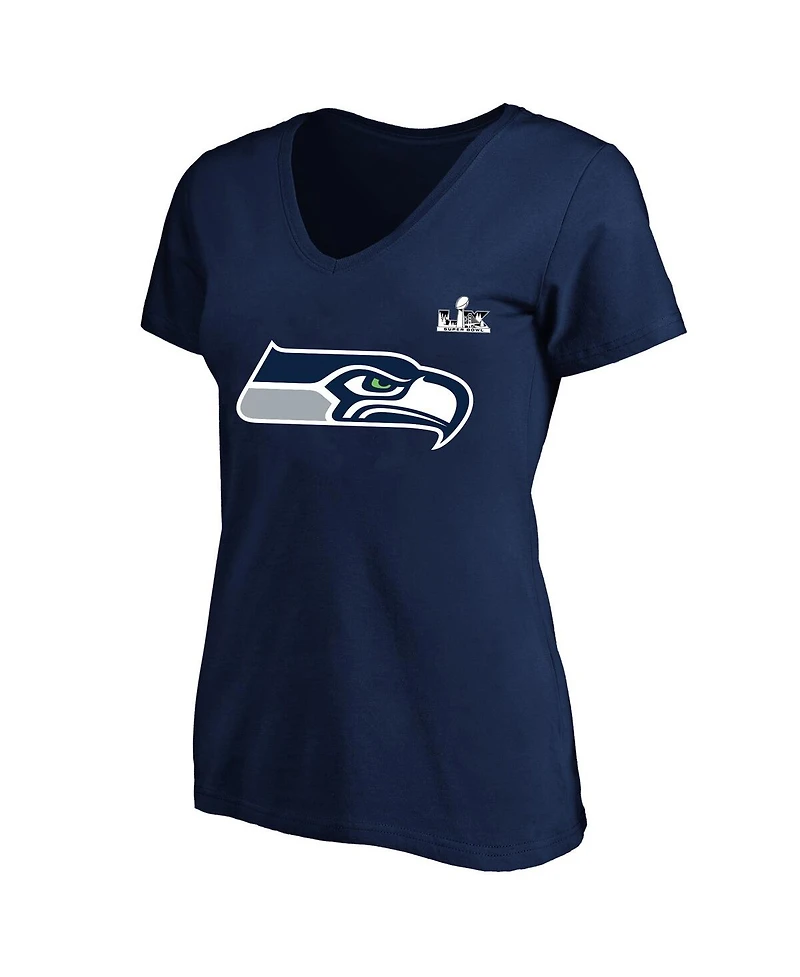Fanatics Women's Jaxon Smith-Njigba College Navy Seattle Seahawks Super Bowl Lx Patch Plus Size Name Number V-Neck T-Shirt