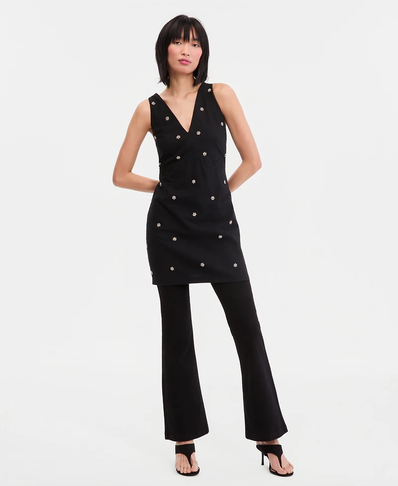 I.n.c. International Concepts Women's Sleeveless Embellished V-Neck Mini Dress, Macy's Exclusive