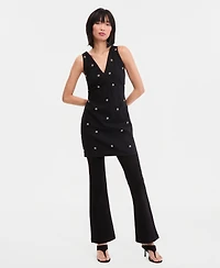 I.n.c. International Concepts Women's Sleeveless Embellished V-Neck Mini Dress, Macy's Exclusive