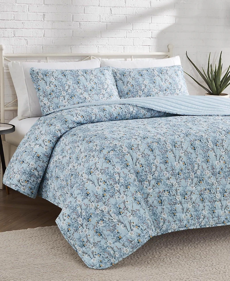 Lucky Brand Soft Floral Reversible Design 3-Pc Quilt Set, Full/Queen