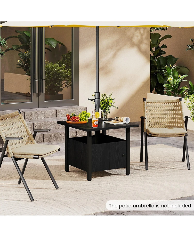 Gymax Outdoor Side Table w/ 1.89'' Umbrella Hole Patio Umbrella Table Base Stand