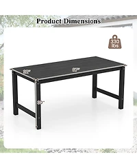 Gymax Hdpe Outdoor Dining Table for 6 Person 67'' Patio w/ Wood-Like Tabletop