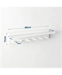 Yigii Solid Wood Wall Hook Shelf for Bathroom/Kitchen, Easy Install, Multi-Use