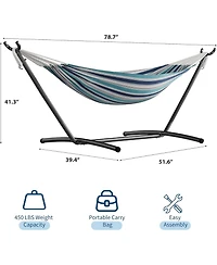 gaomon Double 2-Person Hammock with Stand, Indoor/Outdoor, Space-Saving Steel Frame, Carry Bag, 450 Lbs Capacity, Garden & Beach