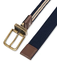 Tommy Hilfiger Men's Two-In-One Reversible Striped Stretch Cord Belt
