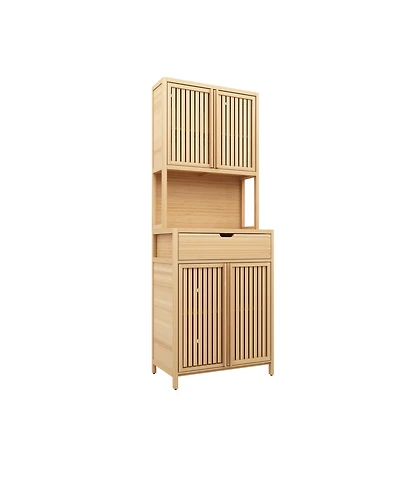 Boyel Living 72-Inch Tall Double-Door Bamboo High-Capacity Storage Cabinet